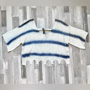 🍀 NWT POL Boho Striped Relaxed Fit Oversized Coverup Fringe Beachy Sweater Sz L